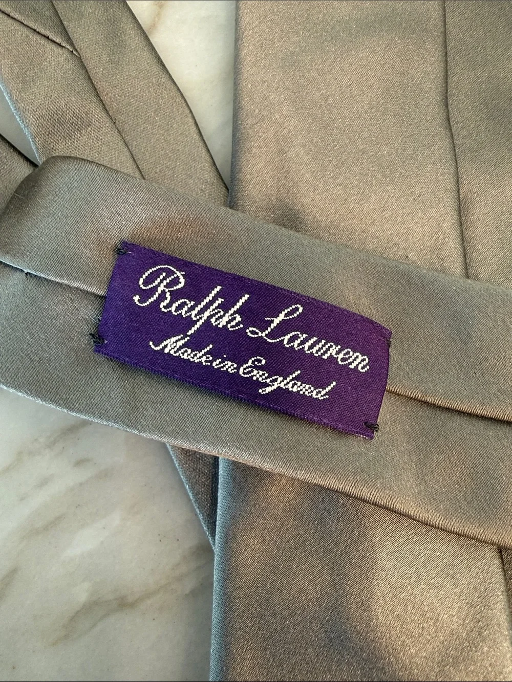 Ralph Lauren Solid Silver Gray Silk Men’s Tie